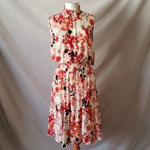New Nanette Lepore Red Cream Floral Dress